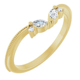 14k Gold .13ct Natural Diamond Contour Wedding Band