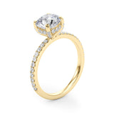 14k Gold Round Hidden Halo Engagement Ring