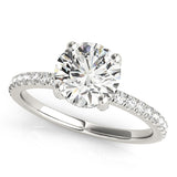 14k Gold Round Hidden Halo Engagement Ring