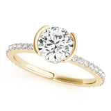 14k Gold .03ct Diamond Round Hidden Halo Engagement Ring