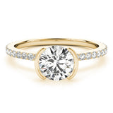 14k Gold .03ct Diamond Round Hidden Halo Engagement Ring