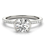 14k Gold .03ct Diamond Round Hidden Halo Engagement Ring