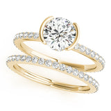14k Gold .03ct Diamond Round Hidden Halo Engagement Ring