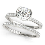 14k Gold .03ct Diamond Round Hidden Halo Engagement Ring