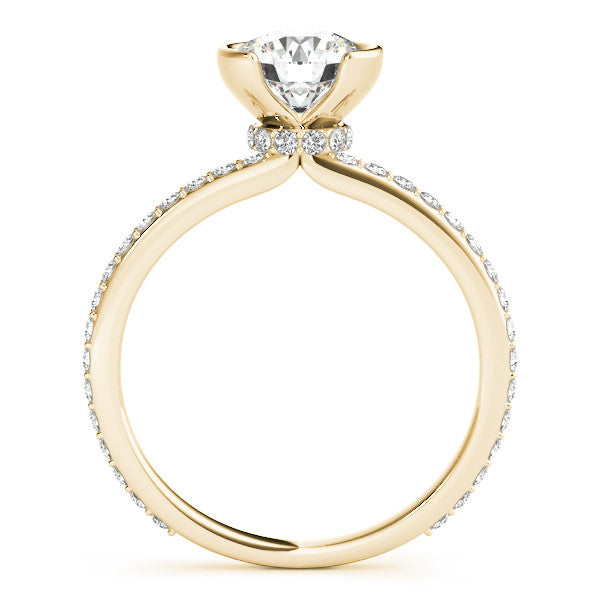 14k Gold .03ct Diamond Round Hidden Halo Engagement Ring