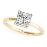 14k Gold Princess Cut Diamond Hidden Halo Engagement Ring