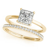 14k Gold Princess Cut Diamond Hidden Halo Engagement Ring