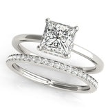 14k Gold Princess Cut Diamond Hidden Halo Engagement Ring