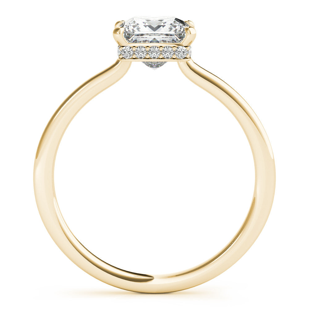 14k Gold Princess Cut Diamond Hidden Halo Engagement Ring