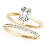 14k Gold Hidden Halo Emerald Cut Engagement Ring