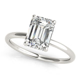 14k Gold Hidden Halo Emerald Cut Engagement Ring