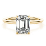 14k Gold Hidden Halo Emerald Cut Engagement Ring