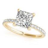 14k Gold Princess Cut Diamond Hidden Halo Engagement Ring