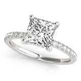 14k Gold Princess Cut Diamond Hidden Halo Engagement Ring