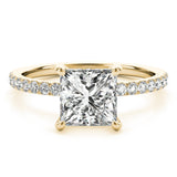 14k Gold Princess Cut Diamond Hidden Halo Engagement Ring