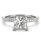 14k Gold Princess Cut Diamond Hidden Halo Engagement Ring