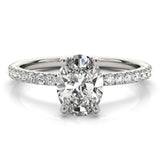 14k Gold Hidden Halo Oval Cut Engagement Ring