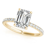 14k Gold Hidden Halo Emerald Cut Engagement Ring