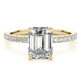 14k Gold Hidden Halo Emerald Cut Engagement Ring