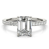 14k Gold Hidden Halo Emerald Cut Engagement Ring