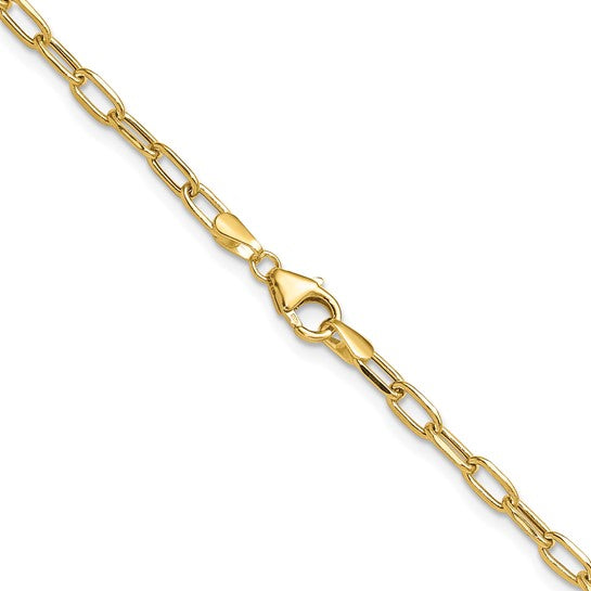 Leslie 7 inch 14k 3.0mm Semi-Solid Beveled Paperclip Bracelet