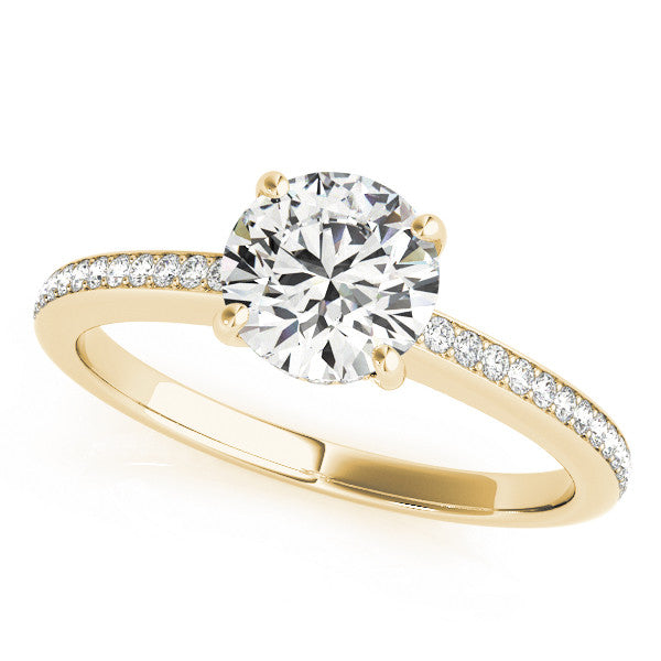 14k Gold Round Diamond Hidden Halo Engagement Ring