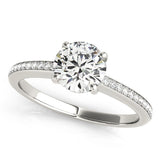 14k Gold Round Diamond Hidden Halo Engagement Ring