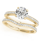 14k Gold Round Diamond Hidden Halo Engagement Ring