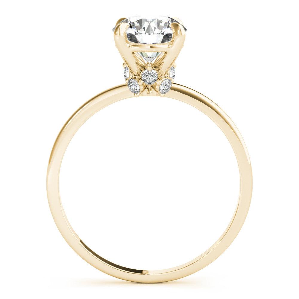 14k Gold .125ct Diamond Round Hidden Halo Engagement Ring
