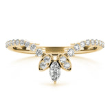14k Gold Contour Marquise Center Wedding Band