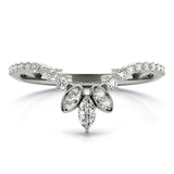 14k Gold Contour Marquise Center Wedding Band