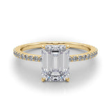 14k Gold Hidden Halo Emerald Cut Engagement Ring