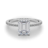 14k Gold Hidden Halo Emerald Cut Engagement Ring