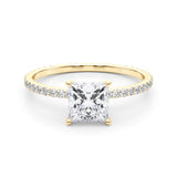 14k Gold Princess Cut Diamond Hidden Halo Engagement Ring
