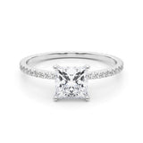 14k Gold Princess Cut Diamond Hidden Halo Engagement Ring