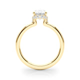 14k Gold Oval Hidden Halo Engagement Ring
