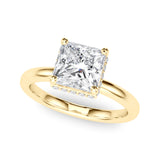 14k Gold Hidden Halo Princess Cut Engagement Ring