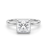 14k Gold Hidden Halo Princess Cut Engagement Ring