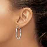 Leslie 14k White Gold Diamond Cut Polished 2mm Hoop Earrings