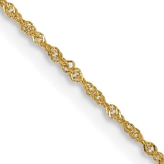Nespoli Jewelers 14K Yellow Gold 18 Inch 1mm Sparkle Singapore Chain with Spring Ring Clasp