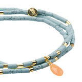 Teardrop Stone Wrap Blue Howlite/Sunstone/Gold