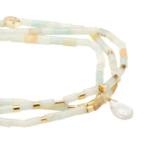 Teardrop Stone Wrap Amazonite/Howlite/Gold - Stone of Courage