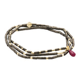 Teardrop Stone Wrap Pyrite/Fuchsia/Gold - Stone of Positive Energy
