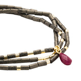 Teardrop Stone Wrap Pyrite/Fuchsia/Gold - Stone of Positive Energy