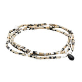 Teardrop Stone Wrap - Dalmatian Jasper/Obsidian/Silver - Stone of Joy