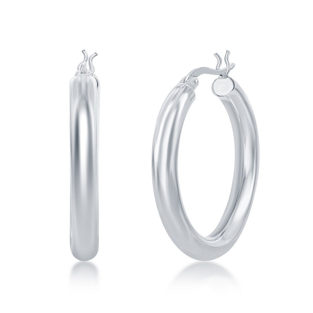 Sterling Silver Large Polished Hoop Earrings