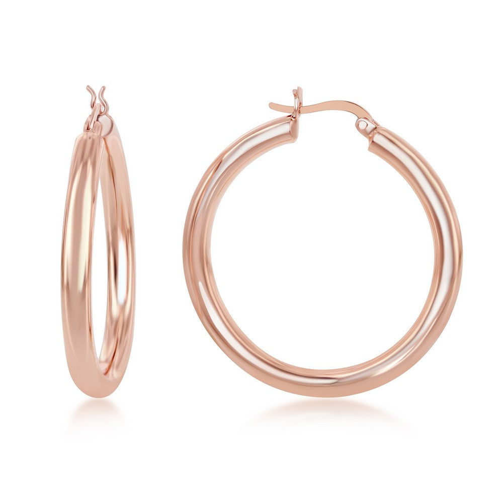 Nespoli Classics Rose Gold Plated Sterling Silver Polished Hoop Earrings