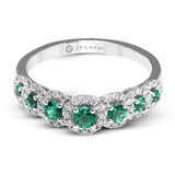 14k White Gold .35ct Emerald & .24ct Diamond Ring