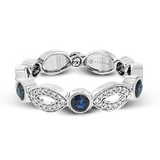 14k White Gold .49ct Sapphire & .18ct Diamond Stack Ring
