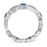 14k White Gold .49ct Sapphire & .18ct Diamond Stack Ring